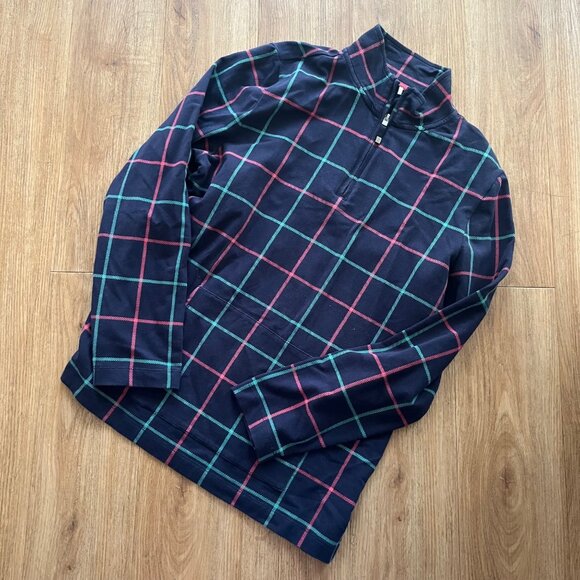 Talbots Tops - Talbots 1/2 Zip Pullover Jacket Plaid Navy Multi Women’s Size L